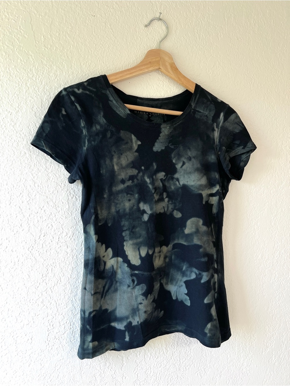 MARIKA CHARLES hand dyed tee / dark ice dye t-shirt / size S - Picture 2 of 6